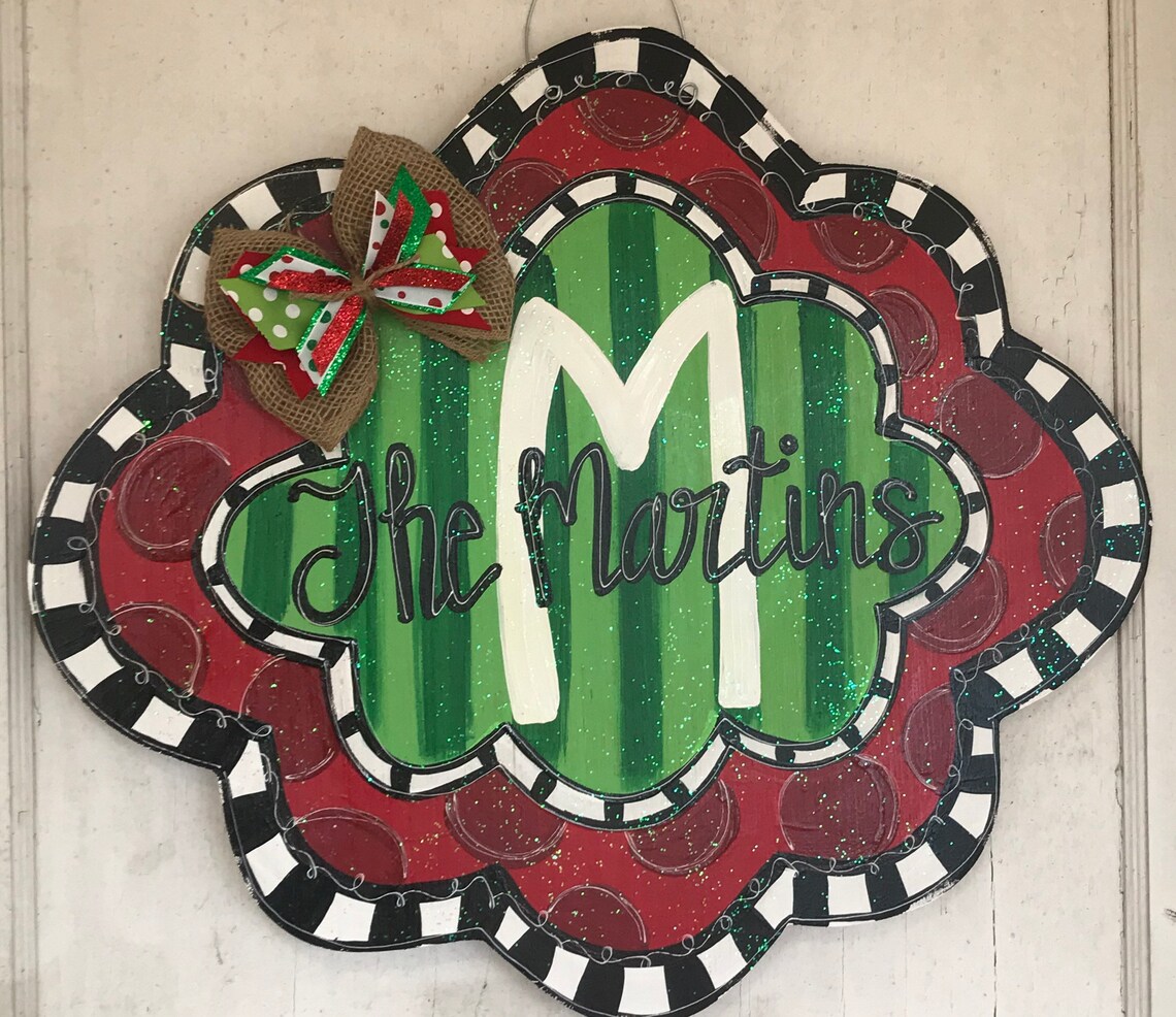 Personalized Christmas door hanger | Etsy