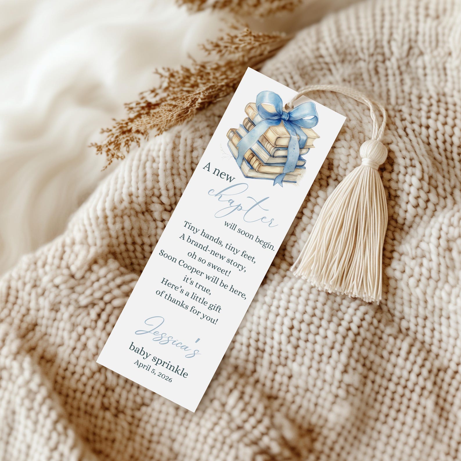 Bookmark: About Unity A New Chapter Bookmark Party Favor, Storybook Baby, Customize Bookmark ...