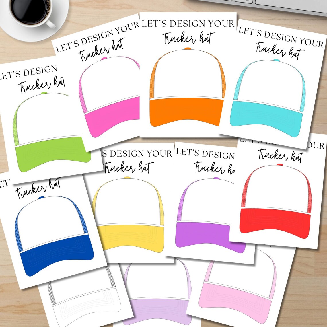 Trucker Hat Design Template for Trucker Hat Bar Multi Color BUNDLE