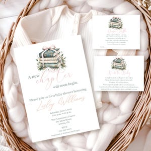 A New Chapter Will Soon Begin Baby Shower Bundle - Storybook Baby Shower Bundle - Floral Coquette Bow - book themed baby shower bundle