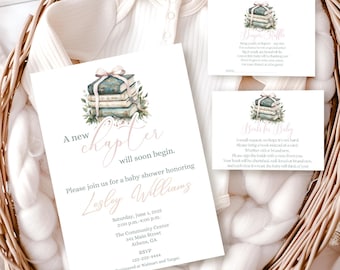 A New Chapter Will Soon Begin Baby Shower Bundle - Storybook Baby Shower Bundle - Floral Coquette Bow - book themed baby shower bundle