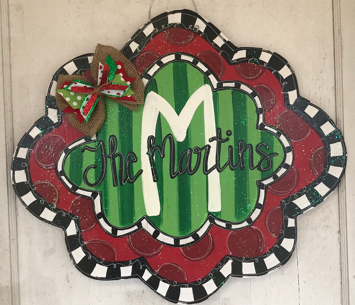 Personalized Christmas door hanger | Etsy