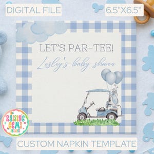 Let&#39;s Par-Tee Napkins TEMPLATE, Custom Golf Party Supplies, Personalized baby showers Napkins digital download, Fun Cocktail Decor
