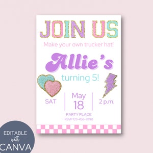 Trucker Hat Party Invitation, Patch party, Custom party invitation