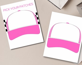 Trucker hat pink design patch layout for trucker hat bar PRINTABLE 7 in front panel