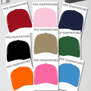 Trucker-Hut-Design-Vorlage für die Trucker Hat Bar BUNDLE! PDF Lassen Sie Ihren Trucker-Hut gestalten