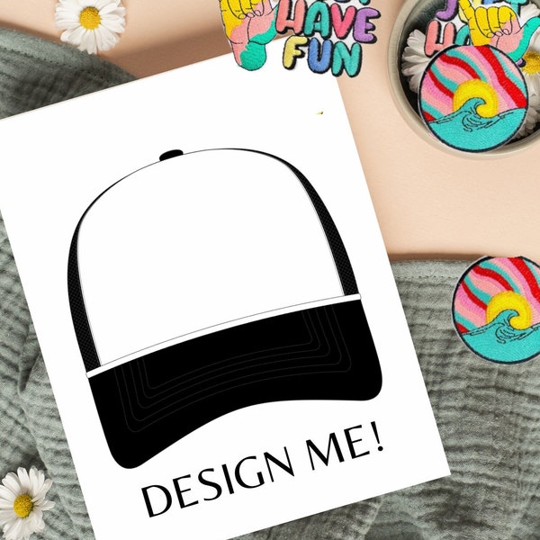 Trucker hat design patch layout for trucker hat bar PRINTABLE