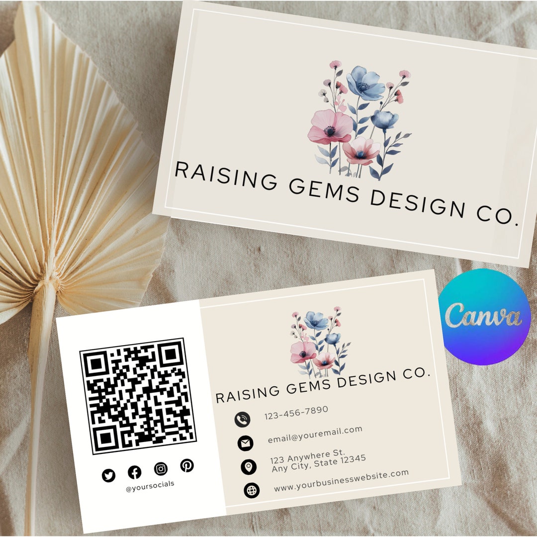 Custom Qr Code Business Cards, Instant Download Business Card Template ...