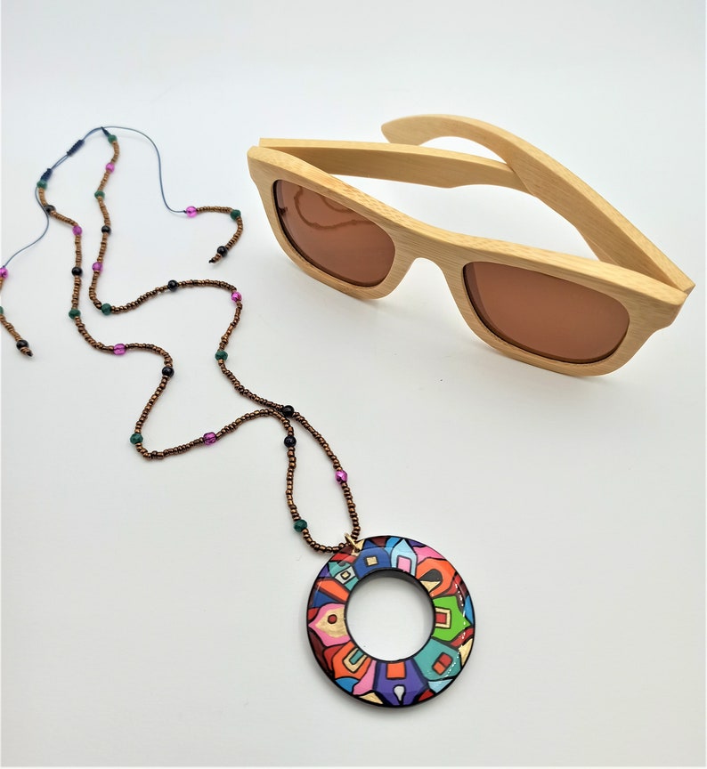 Painted ART Pendant Eyeglasses Necklace Reading Glasses Holder Etsy