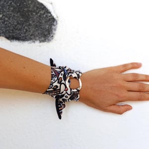 Painted Silk Bracelet, Wristscarf. Mini scarf, choker, hair ribbon, handbag charm Greek Pottery Vase inspired by Ancient Greek Art Amphora.