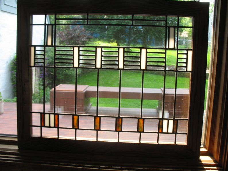 Prairie Style Stained Glass Window Etsy