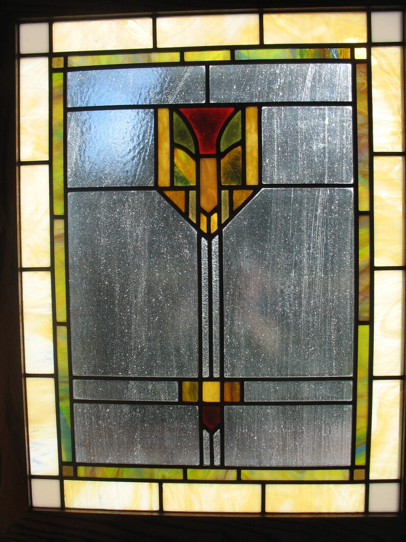 Craftsman/prairie Style Stained Glass Window Etsy