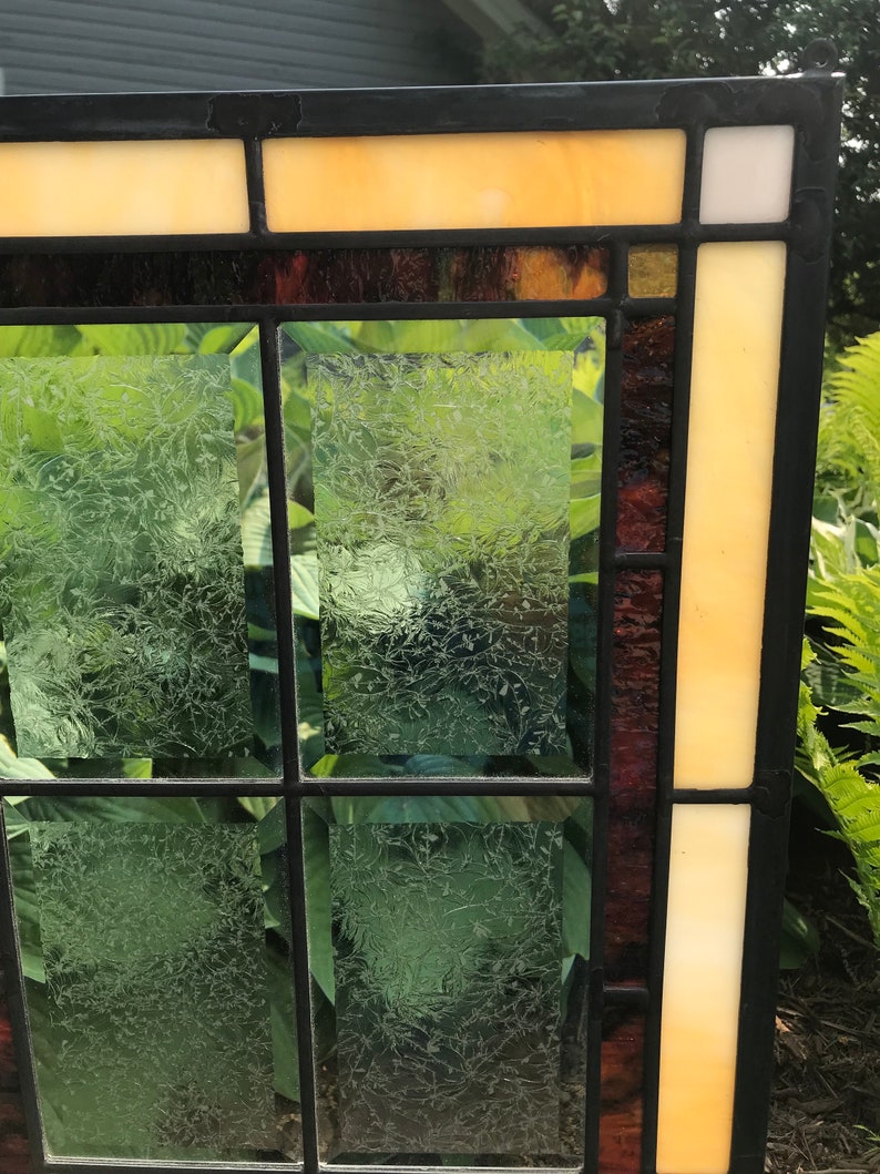 Craftsman/prairie Style Stained Glass Window Etsy