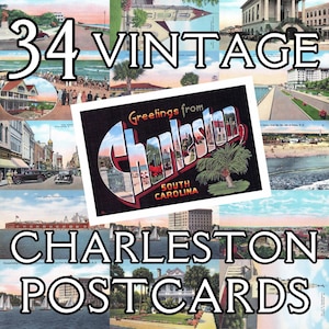 Afdrukbare vintage Charleston-ansichtkaarten
