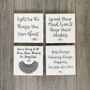 RBG Coaster Set | Women Female Empowerment | Set of 4 Coasters | Ruth Bader Ginsburg | Fight for the Things | RBG Gift | Womens Rights