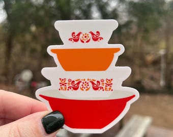 Friendship Pattern Vintage Pyrex Magnet | Nesting Bowls | Fridge Magnet | Retro Decor