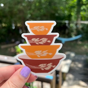 Pyrex Autumn Harvest Vintage Magnet | Nesting Bowl Set | Fridge Magnet | Retro Decor