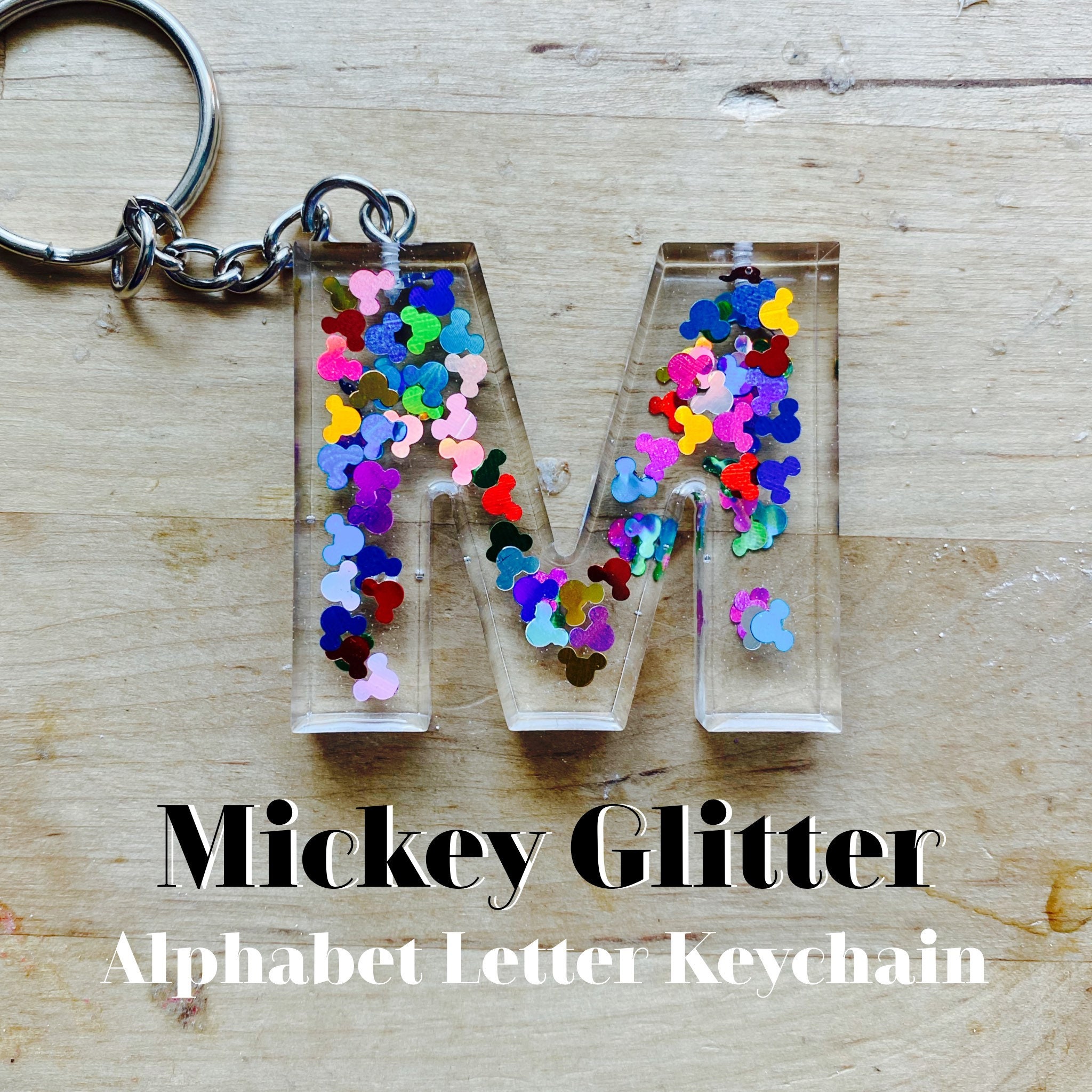 Disney Keychain Key Chain Letter N Initial Alphabet leather metal Mickey  Mouse