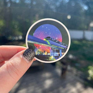 Nighttime Epcot Monorail Sticker | Spaceship Earth | Planner Laptop Hydroflask Sticker | original photography