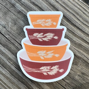 Pyrex Autumn Harvest Vintage Sticker | Mixing Bowl Set | Laptop Hydroflask | Retro Decor