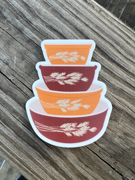 Pyrex Autumn Harvest Vintage Sticker | Mixing Bowl Set | Laptop Hydroflask | Retro Decor