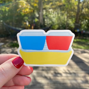 Pyrex Primary Colors Refrigerator Set Magnet  | Fridge Magnet | Retro Decor | Vintage Pyrex | Red Blue Yellow