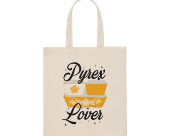 Pyrex Lover Canvas Tote Bag | Butterfly Gold Pattern