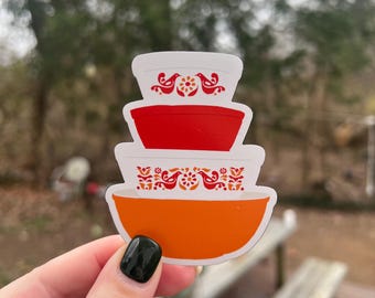 Friendship Pattern Vintage Pyrex Magnet | Mixing Bowls | Fridge Magnet | Retro Decor