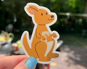 Kangaroo and Joey Sticker: Waterproof Vinyl Decal, Aussie Wildlife