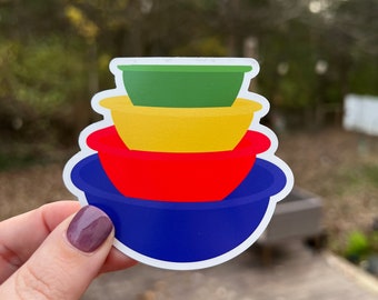 Pyrex Rainbow Mixing Bowls Magnet: Retro Kitchen Decor