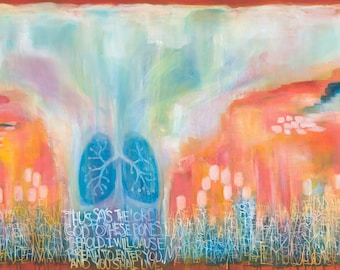 Fine Art Giclée PRINT: That They May Live; Abstract, Dry Bones, Painting, Melissa Pape Art