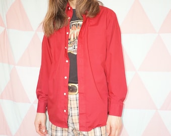 Vintage 80s Red Long Sleeve Shirt