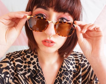 Vintage 90er / Y2K Gold und Schildkröte Sonnenbrille