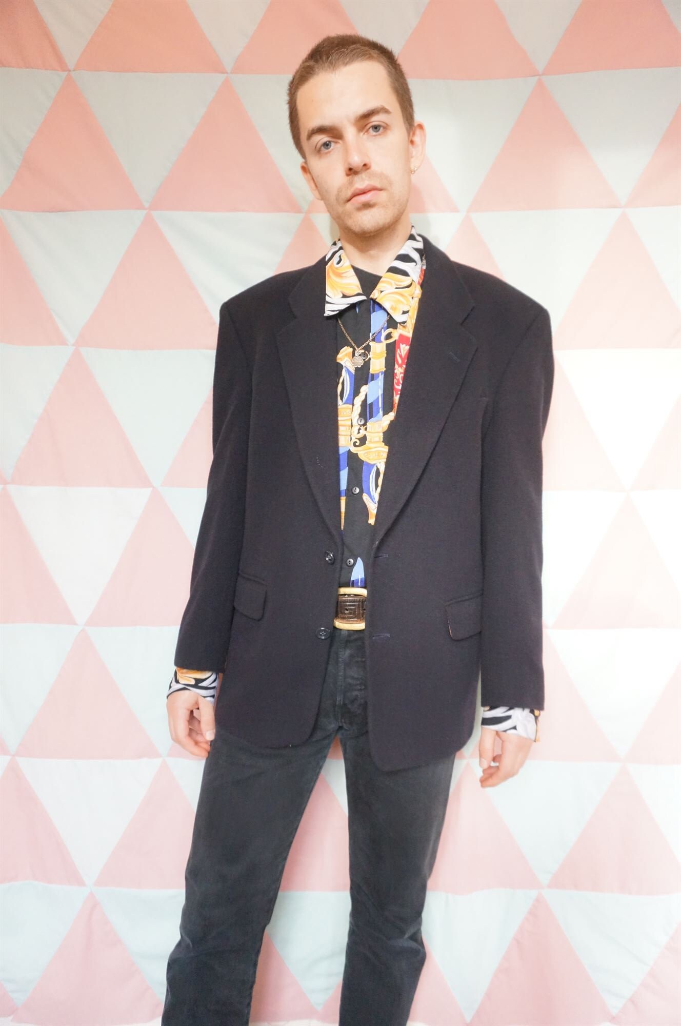 Image of Vintage 80S Thick Wool Blazer Jacket Black