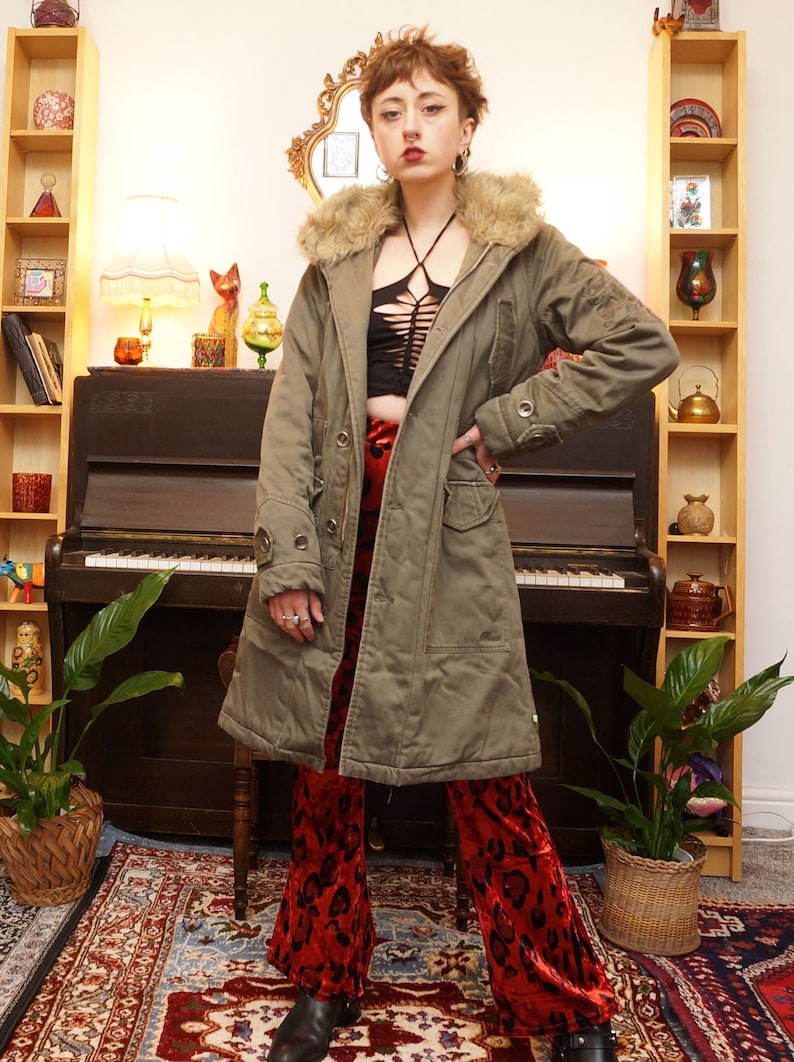 Vintage Y2K Parka Coat in Khaki image 2