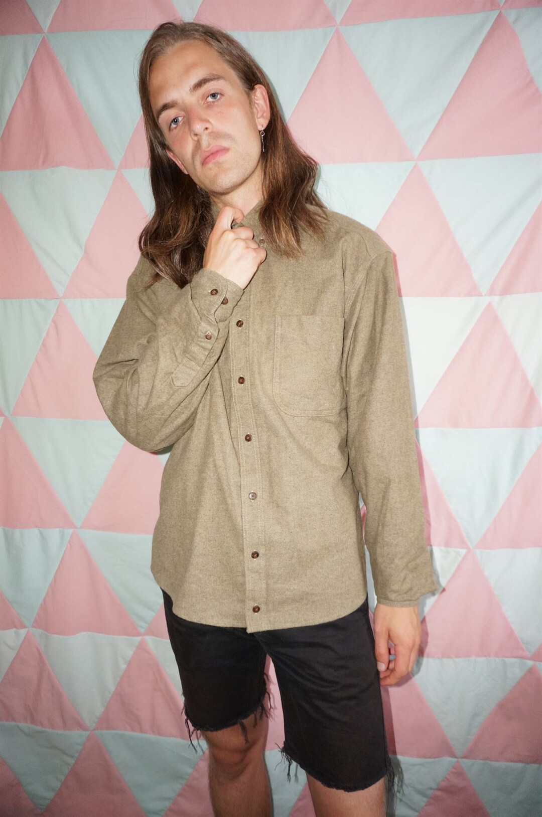 【KHA:KI】Vintage Soft L/S Tee Vintage 90s Khaki Soft Cotton Long Sleeve Shirt - Etsy