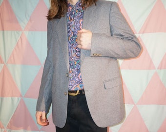 Vintage 80s New Wool Grey Blazer Jacket