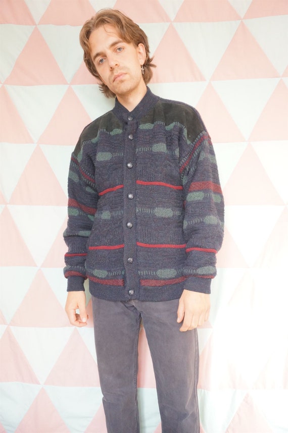 Vintage 90s Grungy Suede Patched Padded Lined Card