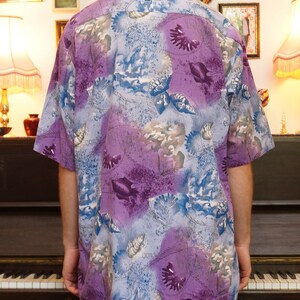 Vintage 90s Abstract Beach Patterned Shirt in Purple & Blue image 5