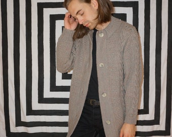 Vintage 90s Two Tone Chunky Knit Cardigan