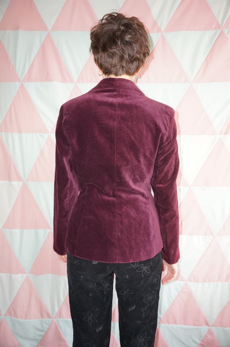 Vintage 80s Burgundy Velvet Blazer Jacket