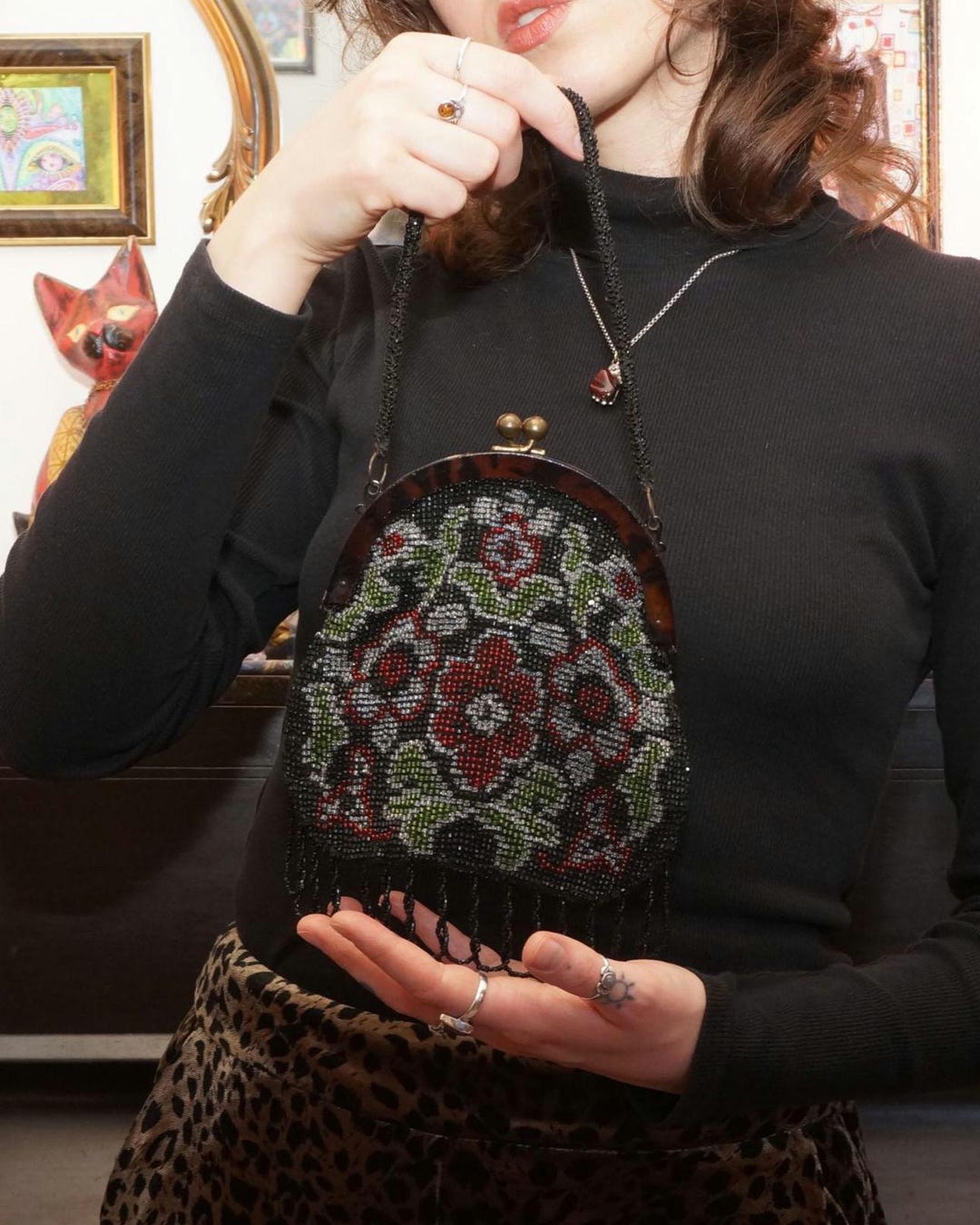 Vintage Antique 1920s Glass Beaded Mini Evening Hand Bag - Etsy