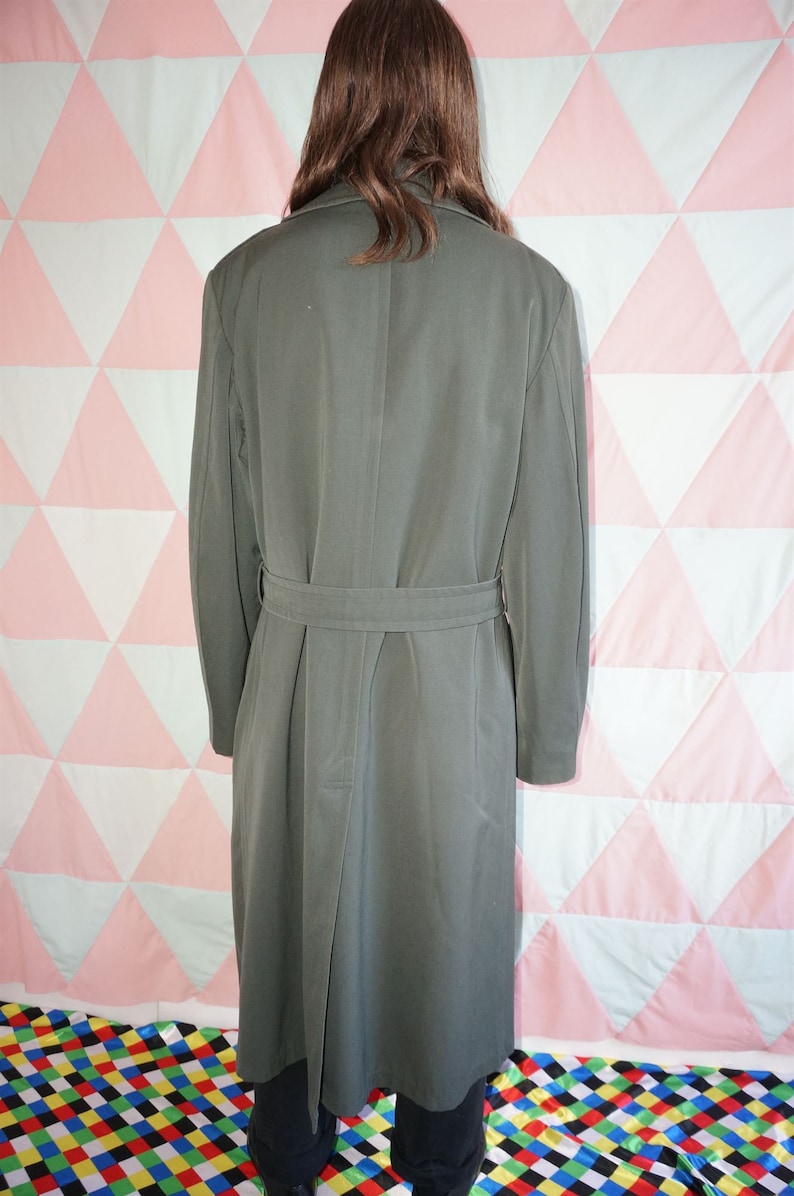 Vintage 60/'s Khaki Green Detatchable Wool Lined Trench Coat