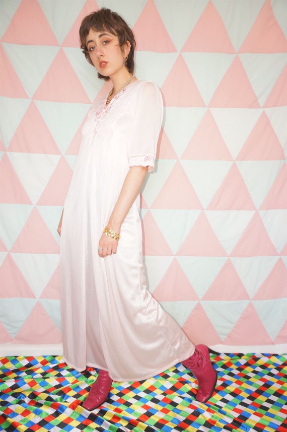 Vintage 60s Pastel Pink Sheer Slip Dress & Dressi… - image 4