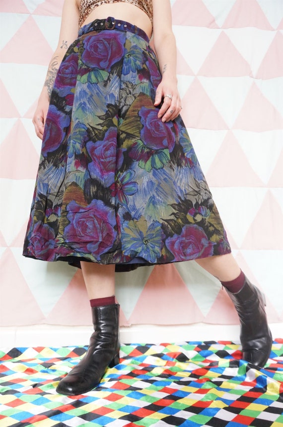 Vintage 80s Marion Donaldson Floral Pattern Midi S