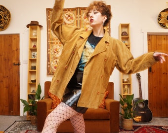 Vintage 80s Suede Leather Jacket in Light Tan Brown