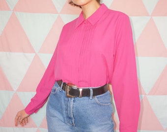 Vintage 90s Pink Pleated Shirt