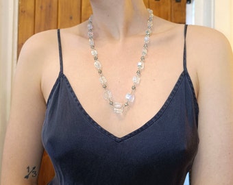 Vintage 50s Aurora Borealis Crystal Glass Bead Necklace