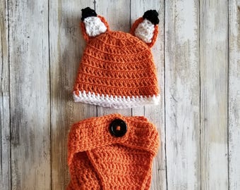Newborn Fox Outfit | Baby Fox Hat, Crochet Baby Costume, Newborn Photo Prop, Crochet Hat