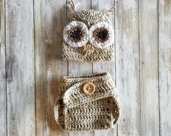 Baby Owl Costume | Owl Outfit, Crochet Baby Costume, Newborn Photo Prop, Crochet Hat,